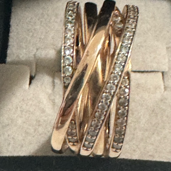 Authentic Pandora Silver Rose gold Entwined Ring Size 64 - Picture 5 of 7